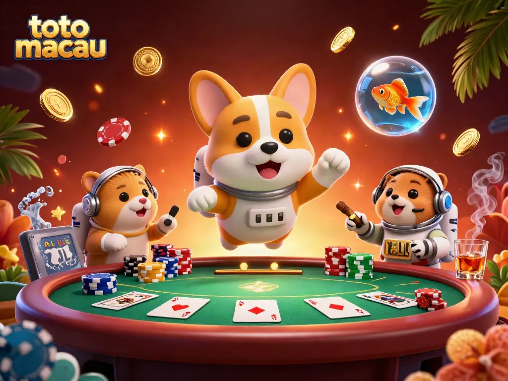 Menyaksikan toto macau yang menarik saat jackpot dengan corgi astronot dan karakter menggemaskan lainnya.