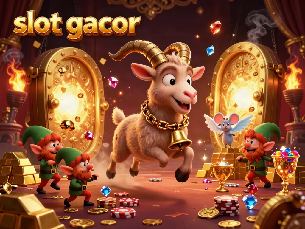 Engage in thrilling gameplay as the Krampus goat orchestrates a festive slot gacor adventure amidst a chaotic casino.