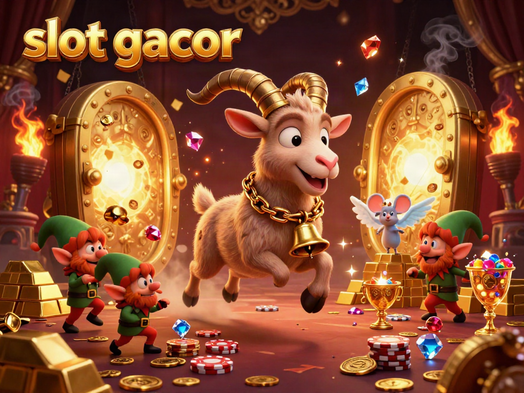 Engage in thrilling gameplay as the Krampus goat orchestrates a festive slot gacor adventure amidst a chaotic casino.
