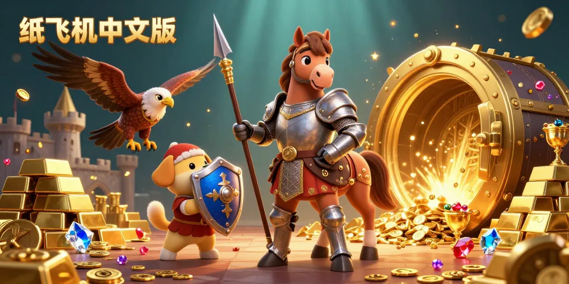 Engage in the thrilling world of 纸飞机中文版 with a 3D knight and fortune elements in a vibrant scene.
