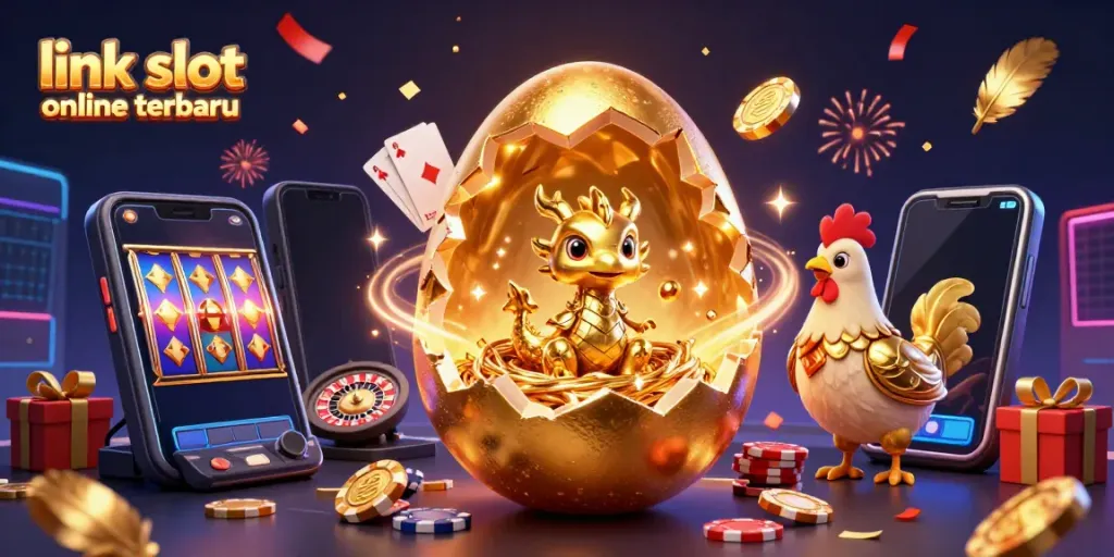 Menggali informasi terbaru tentang link slot online terbaru dengan ilustrasi kasino yang menarik dan penuh warna.