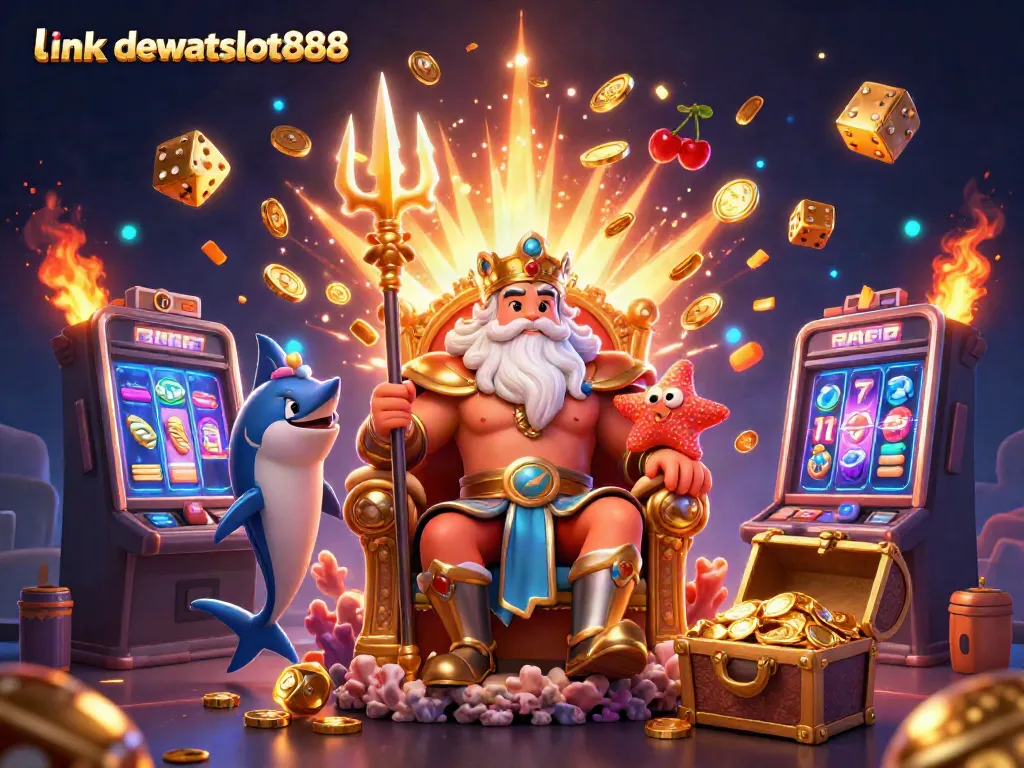 Mengalami sensasi permainan slot di DEWATASLOT888 dengan ilustrasi 3D dinamis dan gemerlap jackpot.