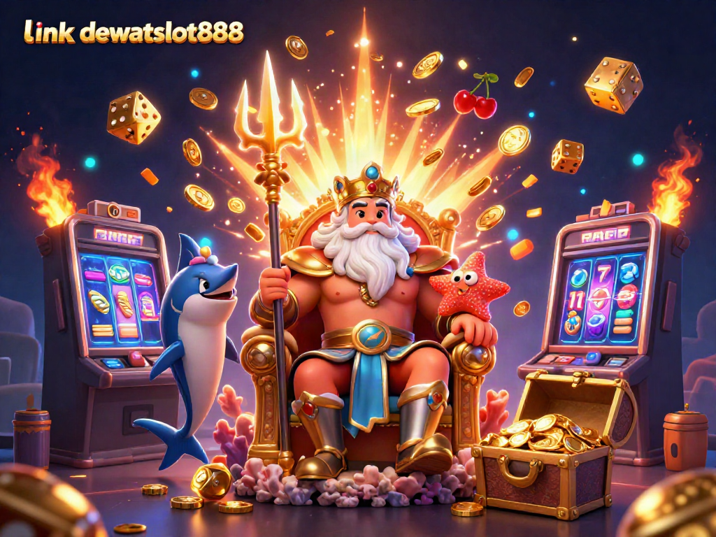 Mengalami sensasi permainan slot di DEWATASLOT888 dengan ilustrasi 3D dinamis dan gemerlap jackpot.