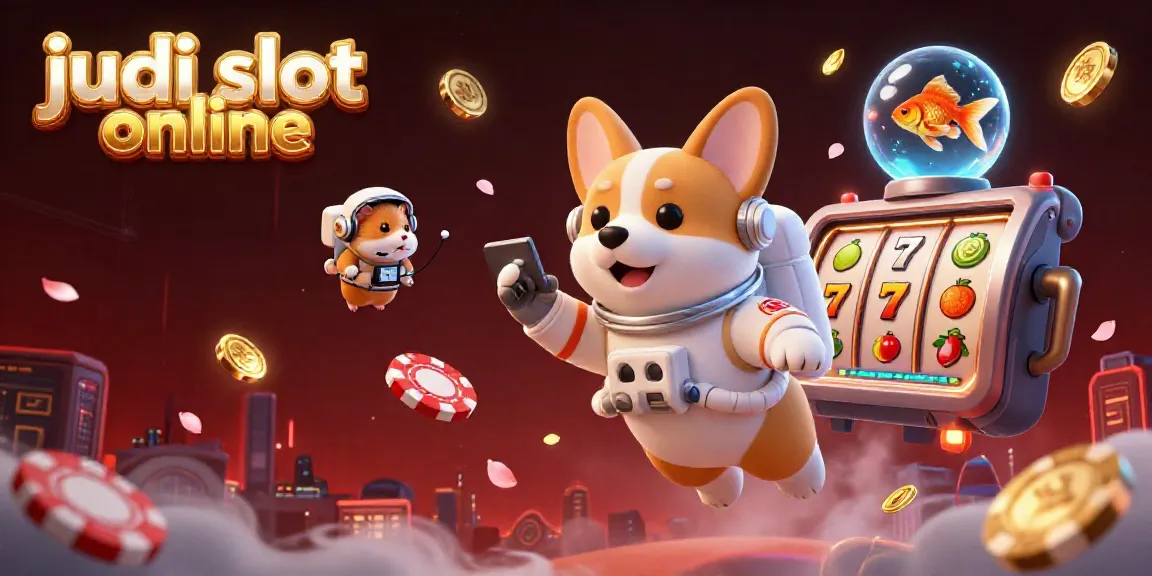 Engage in thrilling judi slot online action with a 3D corgi astronaut in a vibrant space casino.