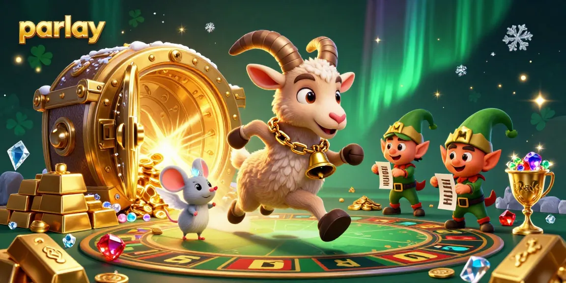 Engage in thrilling parlay betting with festive casino characters in a vibrant scene.
