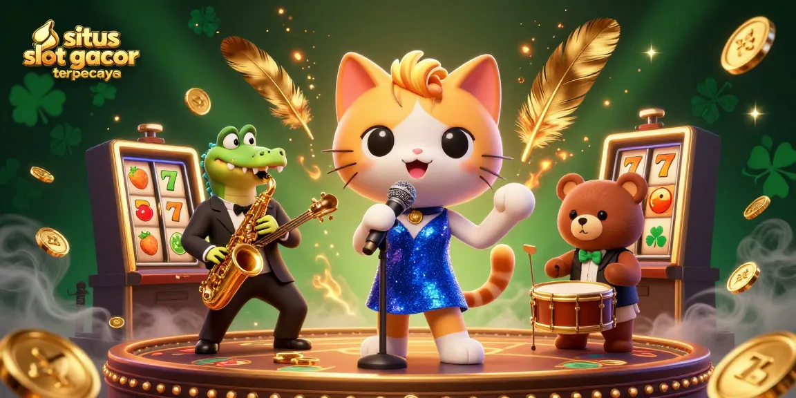 Experience thrilling wins at situs slot gacor terpercaya with cartoon characters in a lively casino setting.