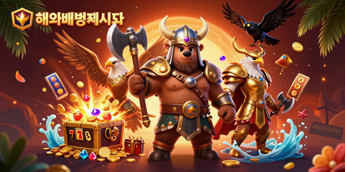 This vibrant composition showcases 해외배팅사이트 elements, featuring characters amidst gold coins, slot reels, and dynamic casino icons.
