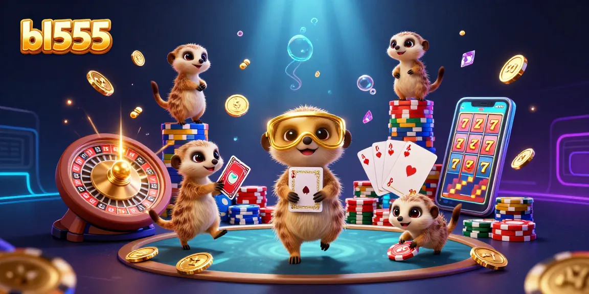 Experience exciting wins at bl555's lively casino with animated meerkats and vibrant game elements.