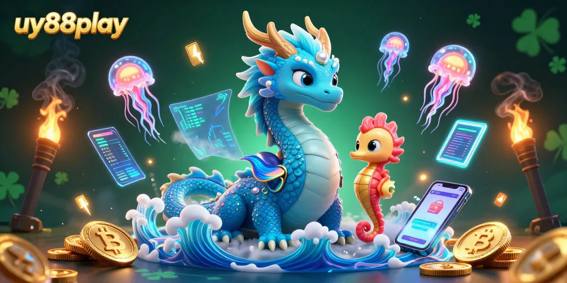Engage in thrilling wins at uy88play with a vibrant 3D underwater casino scene.