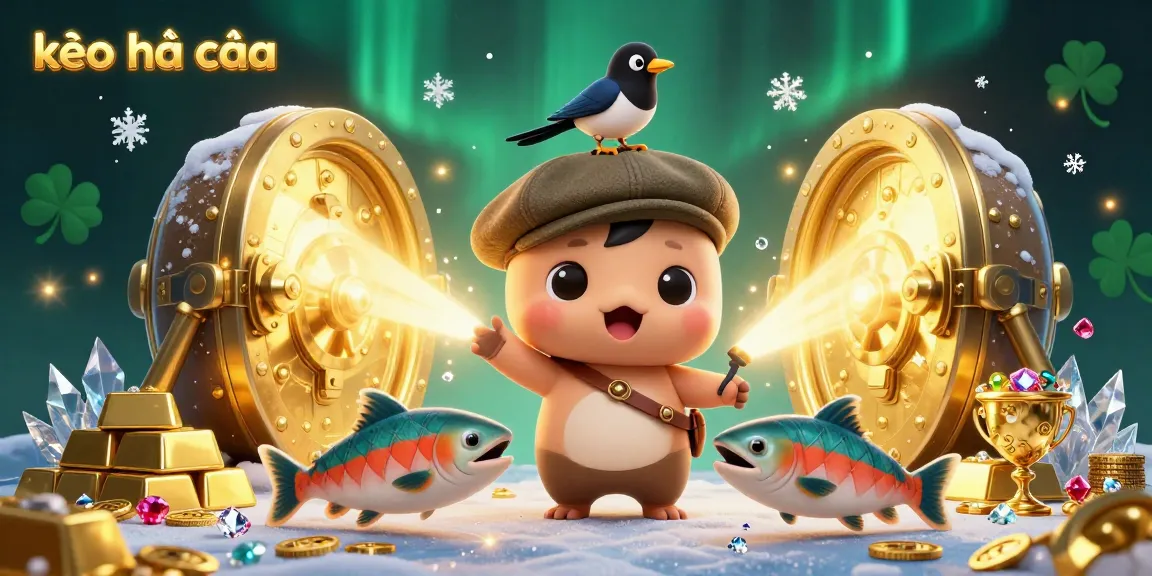 Engage with thrilling kèo nhà cái action featuring a playful 3D cartoon Nessie surrounded by gold treasures.