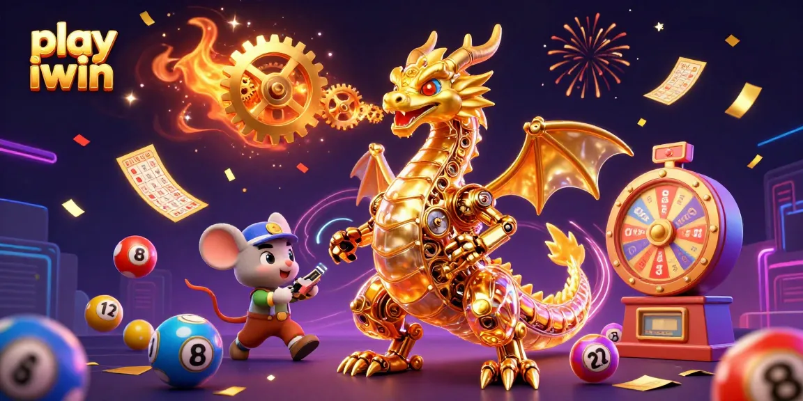 Play iwin with vibrant animated scenes of winning, featuring a golden dragon and dynamic gaming elements.