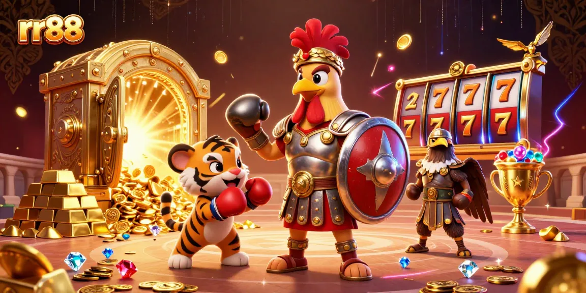Experience thrilling gameplay at rr88 with a packed scene of dynamic casino elements and characters.