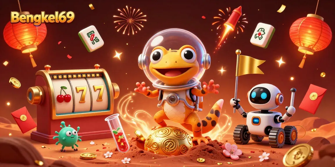 Bengkel69 launched thrilling slot games with golden jackpots in a vibrant casino scene.
