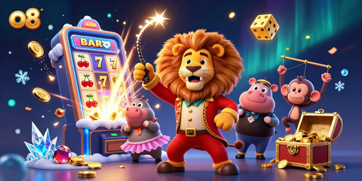 Spinning the jackpot at O8 with vibrant characters and thrilling game action in the casino.