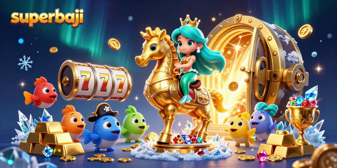 Play at superbaji with a vibrant 3D illustration of a mermaid princess and treasure, showcasing exciting gaming elements.