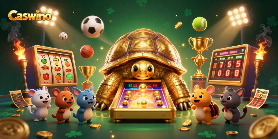 Experience Caswino's exciting jackpot fun with a colossal tortoise pinball machine in action!