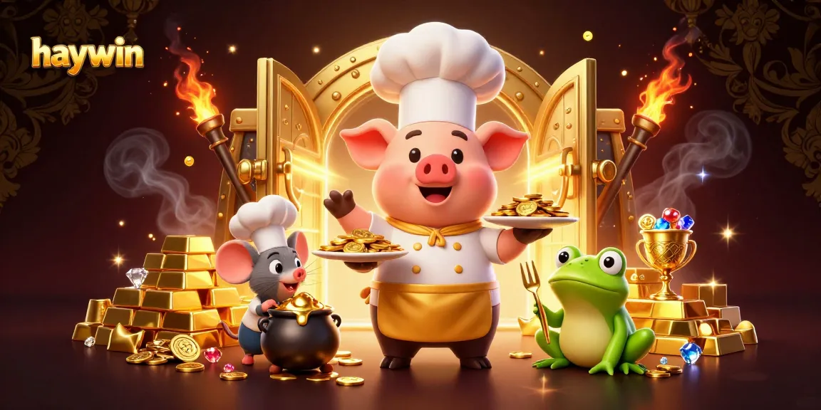 Experience thrilling gameplay at haywin with vibrant characters amidst dazzling golden elements.