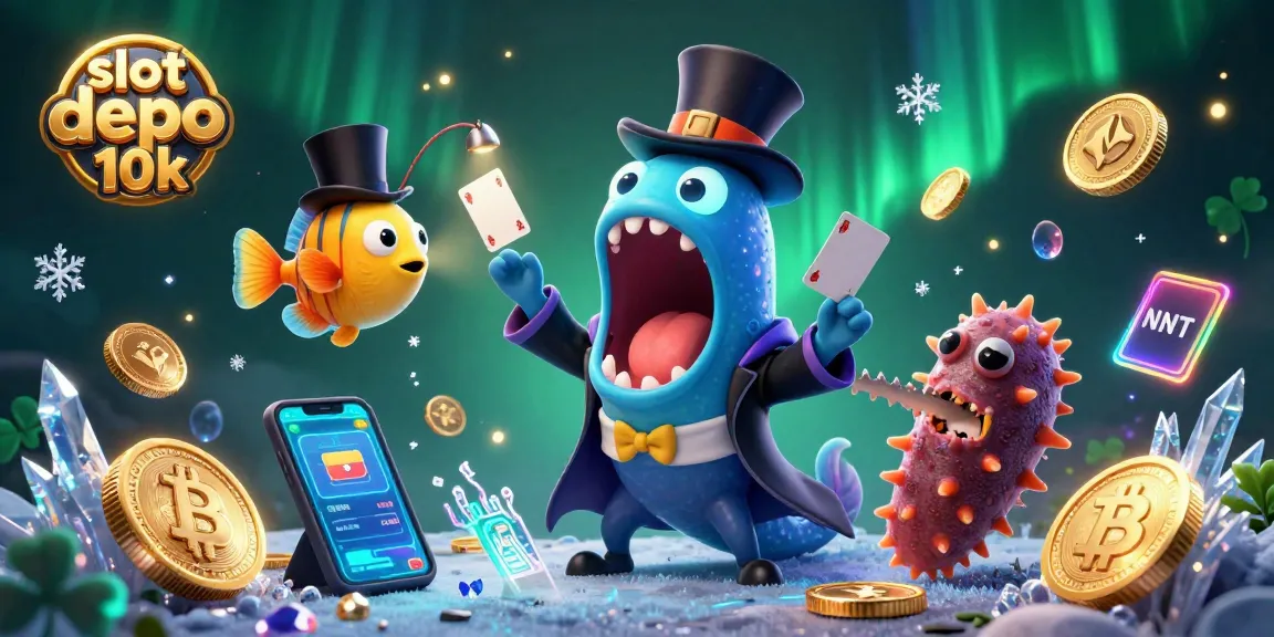 Experience the thrill of slot depo 10k with exciting card tricks amidst vibrant casino elements.
