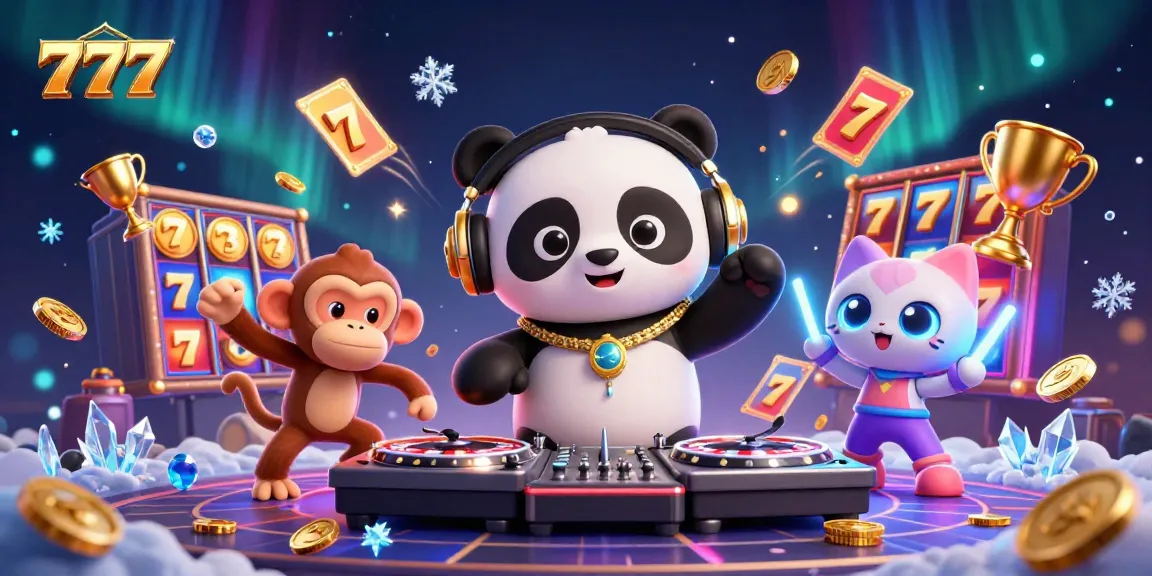 Spin to win on 777 slots with lively characters dancing in a vibrant casino scene.