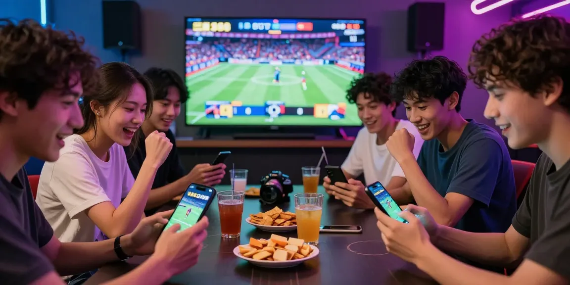 Friends engaging with the fun88casino mobile app during an exciting gaming night.