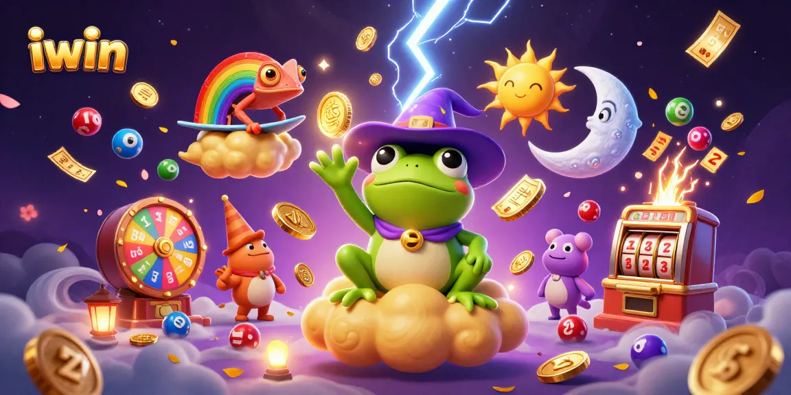 Win exciting rewards at iwin with a vibrant casino illustration showcasing games and bonuses.