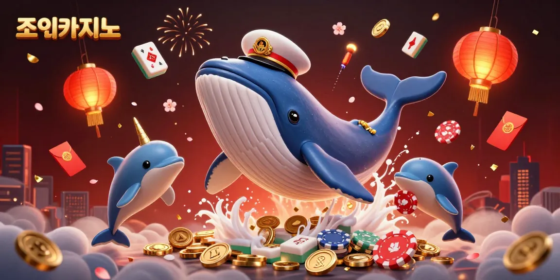 Engage with 조이카지노 in an entertaining 3D casino illustration featuring lively casino characters and symbols.