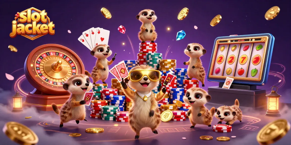 Slot jackpot: Merayakan kemenangan di kasino dengan tikus tanah yang ceria dan simbol keberuntungan.
