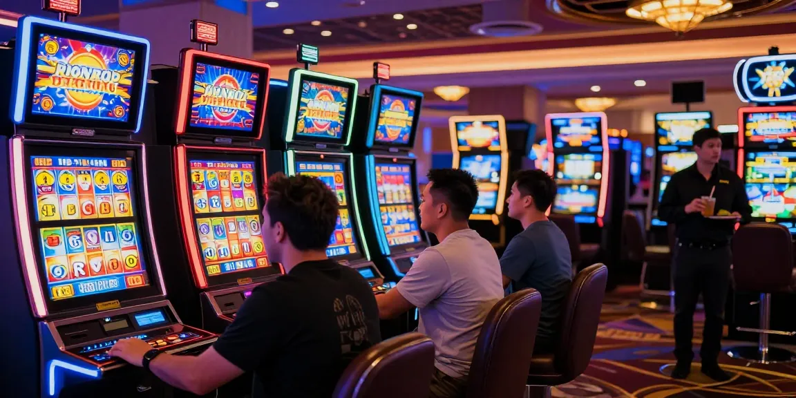 Slot gacor di kasino Las Vegas dengan pemain bersemangat mencari jackpot terbesar.
