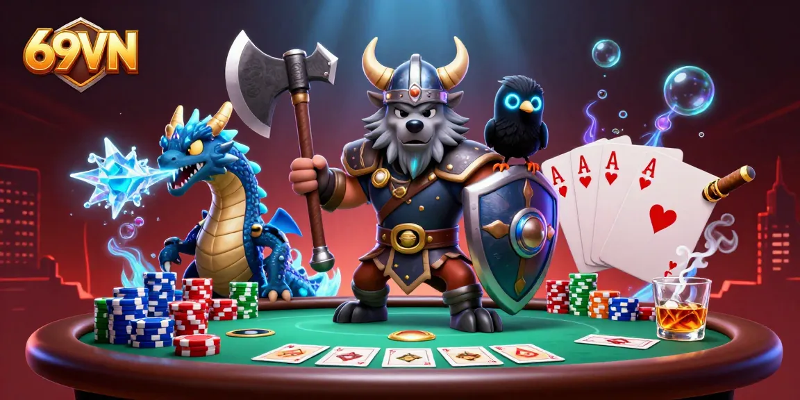 Experience thrilling gameplay with 69VN in this vibrant, action-packed 3D casino illustration.