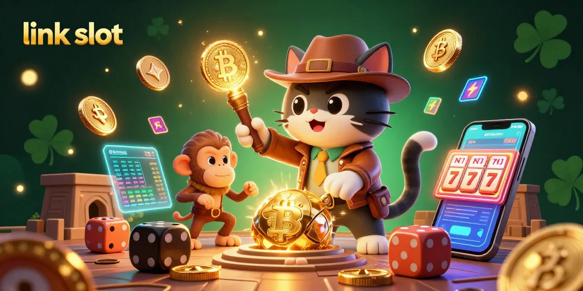 Engage with link slot to win big at online casinos showcasing vibrant game elements and rolling dice