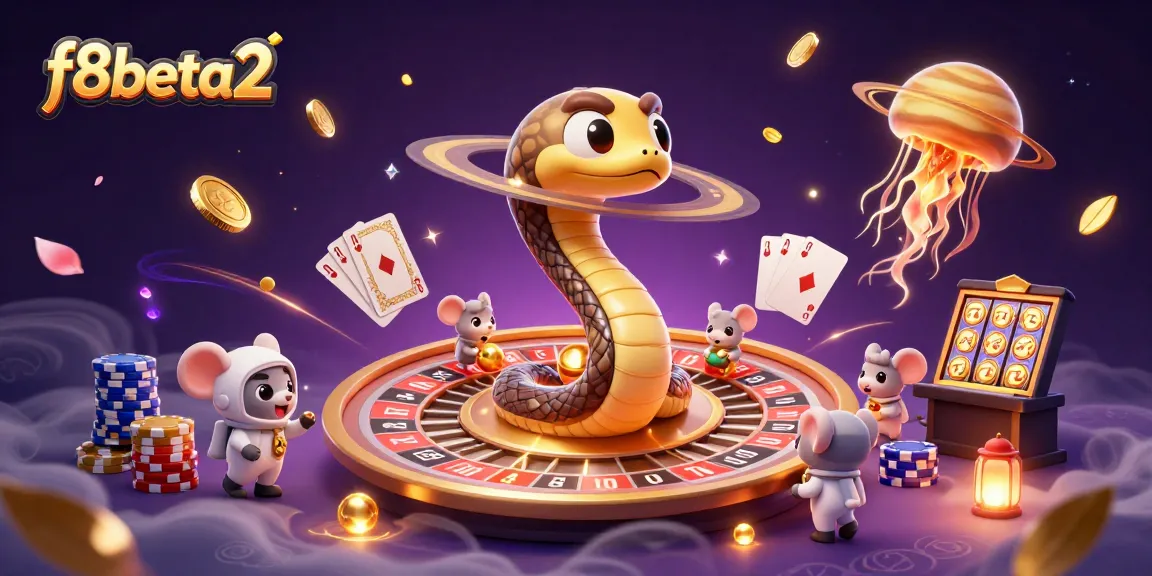 Engage in thrilling betting with f8beta2 as the cosmic dealer delivers colorful casino excitement in a vibrant illustration.