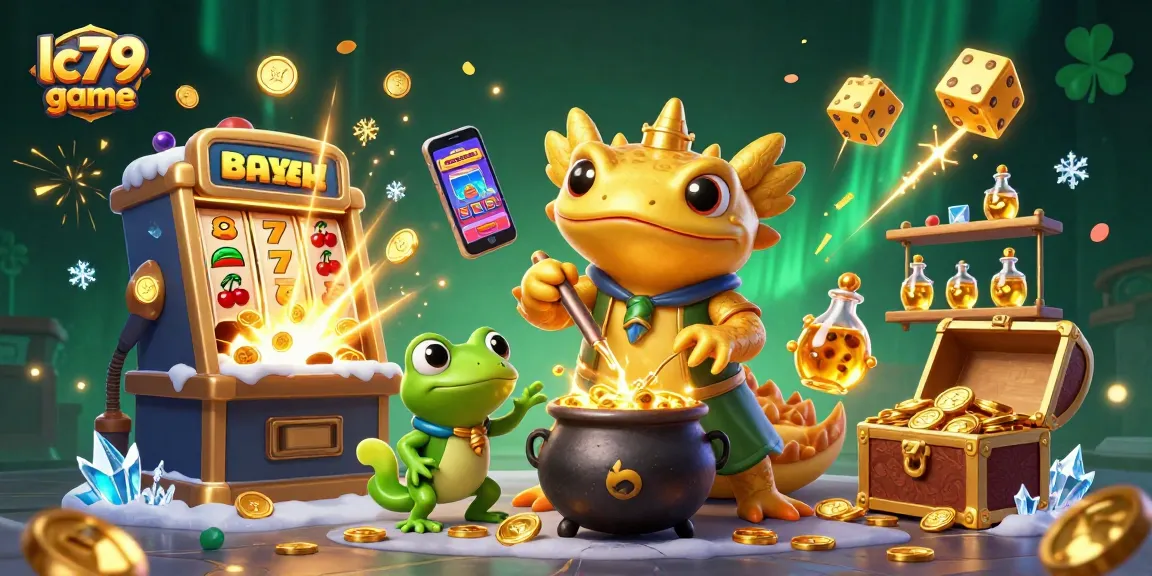 Trải nghiệm trò chơi lc79 game với hình ảnh đầy màu sắc từ cỗ máy slot và các nhân vật hoạt hình sống động.