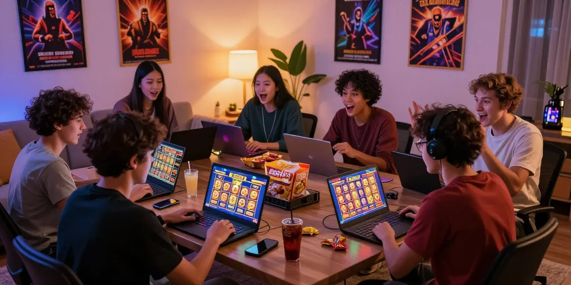 Pengalaman bermain slot gacor online dengan pemain antusias di ruang tamu modern.