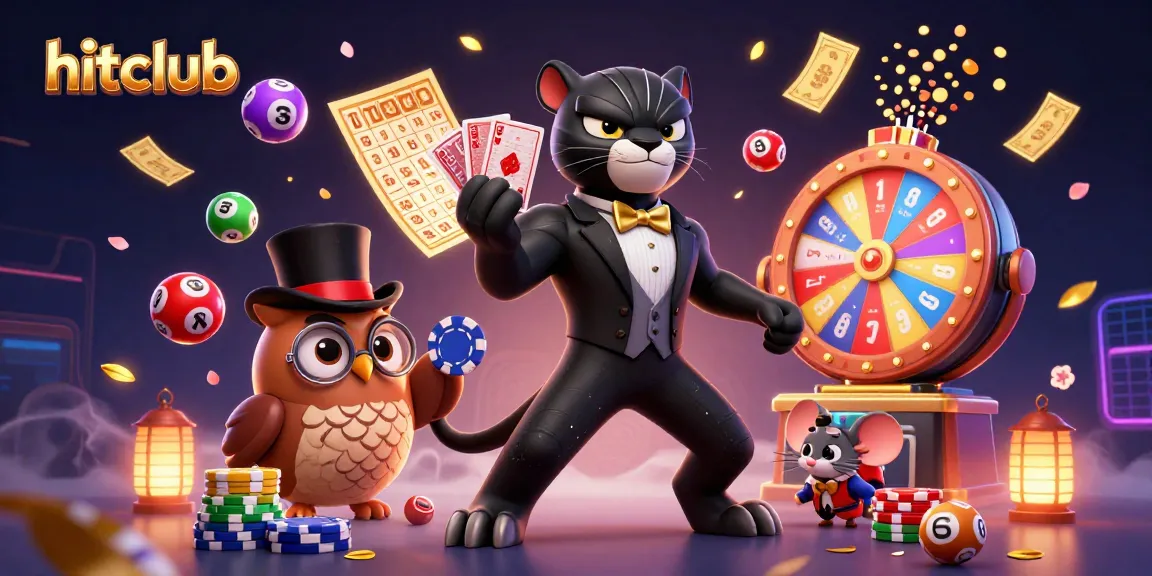 Engage in thrilling gameplay at hitclub with a stylish tuxedoed panther and lucky characters.