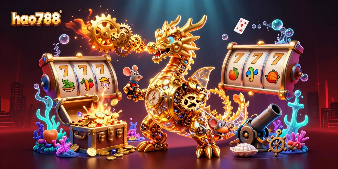 Gambarkan pengalaman menarik bermain slot di HAO788 dengan naga mekanik dan elemen permainan aksi.
