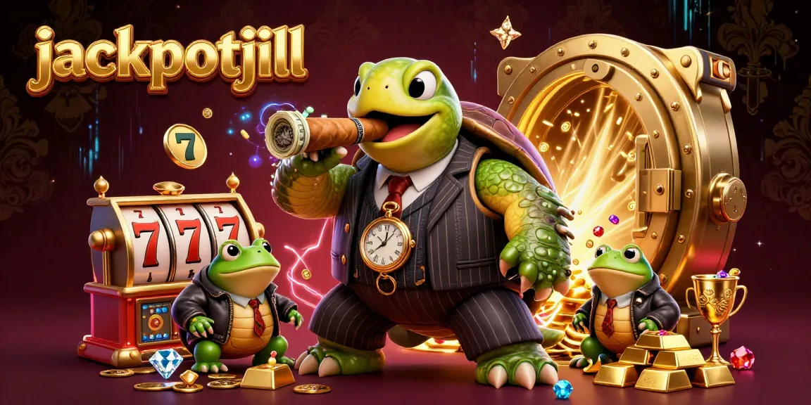 Experience jackpotjill's vibrant casino scene with a snapping turtle and bullfrog enforcers!