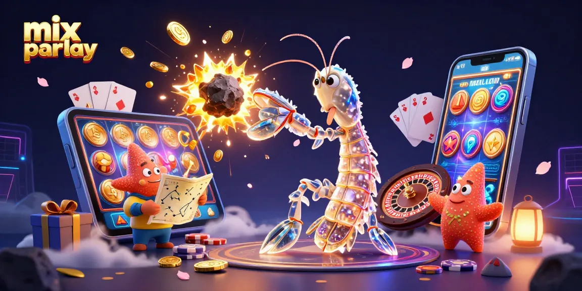 Engage in mix parlay betting with colorful slot games and golden treasures erupting from action.